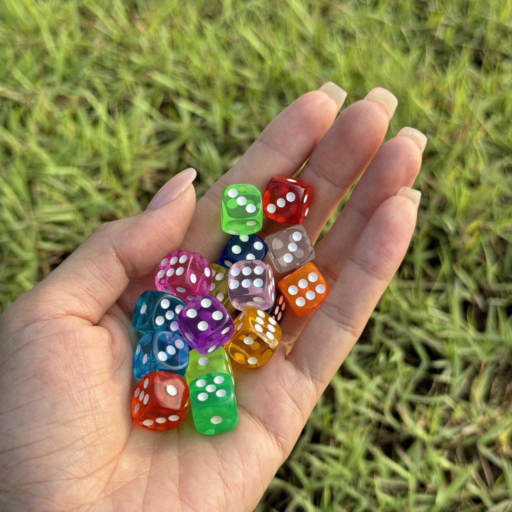 20/50PCS Acrylic Dice Set, 12mm Rounded Corners, Transparent Candy Color, Versatile for Board Games, Party Gifts, Action Games