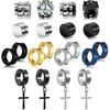 Punk Herren Starke Magnetische Ohrstecker Set Ohne Piercing Kreuz Clip-On Ohrringe Geschenk für Freund Liebhaber Schmuck