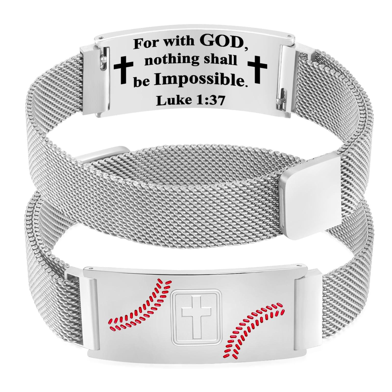 Men s Stainless Steel Sports Bracelet Motivational Gift Cross Positioning Buckle Engraved Bracelet Steel Color Cross Basketball Bracelet