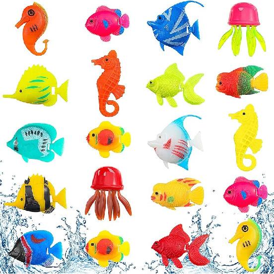 Weewooday 20 Pcs Artificial Moving Fishes Plastic Floating Lifelike Fish Tank Ornament Aquarium Decorations(Random Fish) Jellyfish and Seahorses