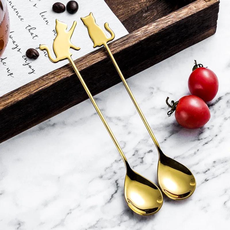 Chic and Fun Cat Shaped Spoon in 304 Stainless Steel for Dessert Delights