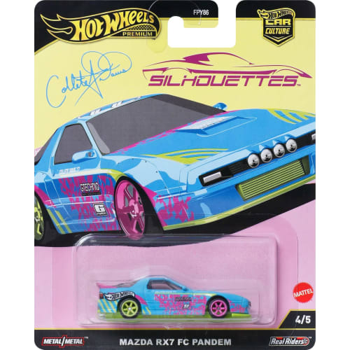 Hot Wheels Car Culture Silhouette Mazda RX-7 FC Pandem Vehicle Toy Miniature Car for Ages 3 and Up, Blue, JBK60