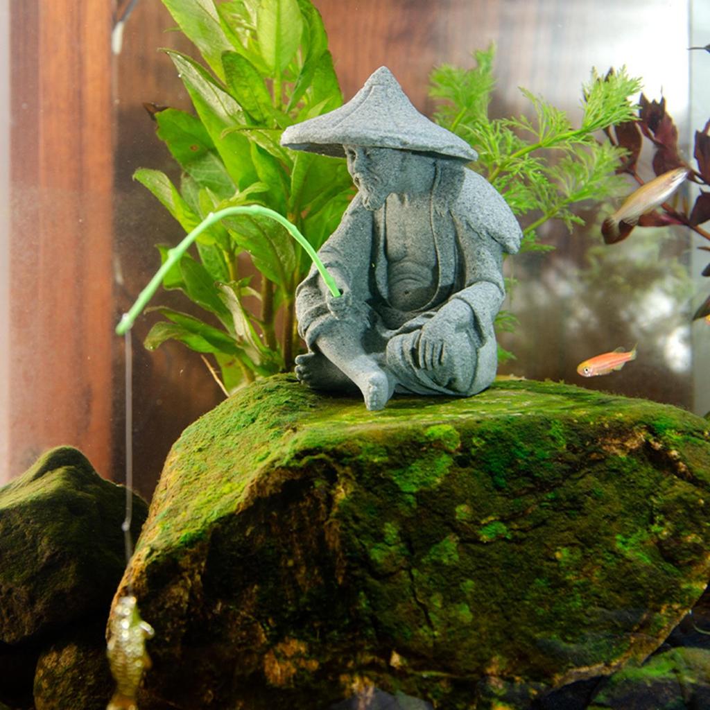 Fish Tank Traditional Fisherman Resin Sculpture Ornament Accessories Durable for Yoga Textured