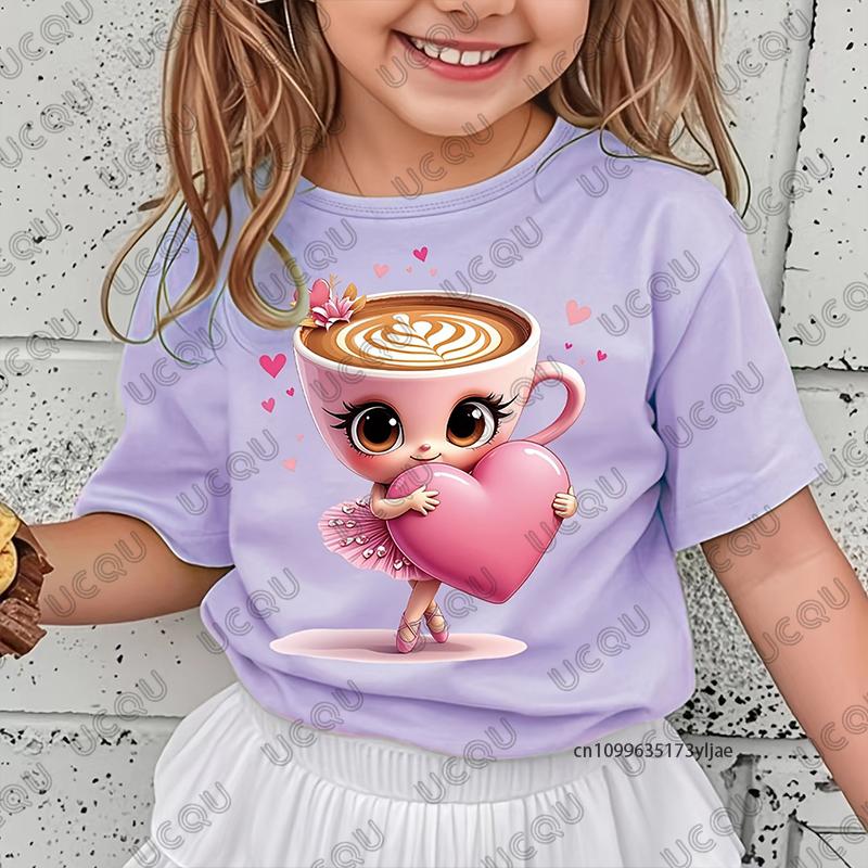 Cappuccina Funnu Meme Cerebrale Italiano Cotone Maglietta Bambini Estate Manica Corta T-shirt Ragazzi e Ragazze Abbigliamento Top Casual per Bambini