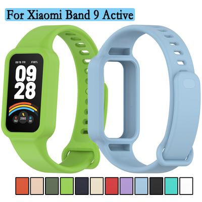 Pulseira para Relógio Xiaomi Band 9 Active Silicone Macio de Alta Qualidade Cor Única Pulseira Integrada Para Xiaomi Band 9 Active