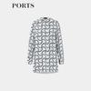 PORTS Women's Phantom Blue Print Silk Shirt