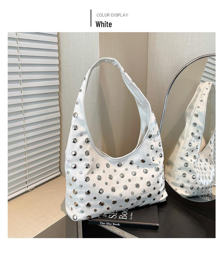 2025 Gothic Rivet Women's Cross-Body Commuter Bag - Large Capacity Bucket Style