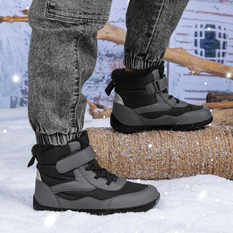 High-top Kids Cotton Shoes Plush Warm Snow Boots Boys Girls Winter Outdoor Hiking Sneakers Waterproof Non-slip