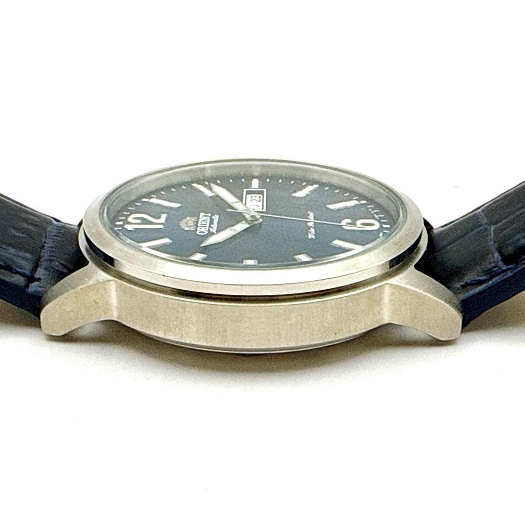 Used B094 [Almost unused/Big Face] ORIENT Blue Dial See-through Back Automatic Mechanical Men's Watch