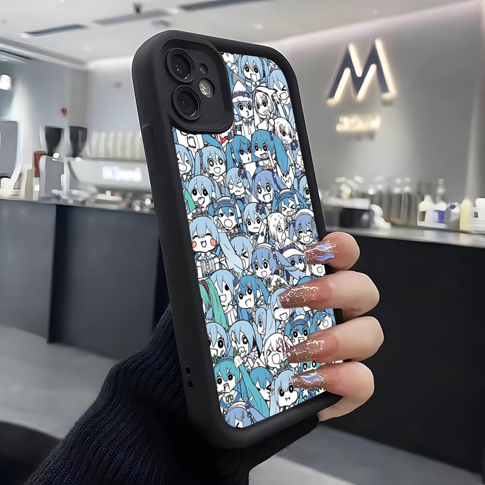 Kawaii M-mikuES Phone Case For IPhone Air 17 Pro Max 16 E 15 14 Pro Max 13 12 11 Mini Plus Soft Silicone Black Cover