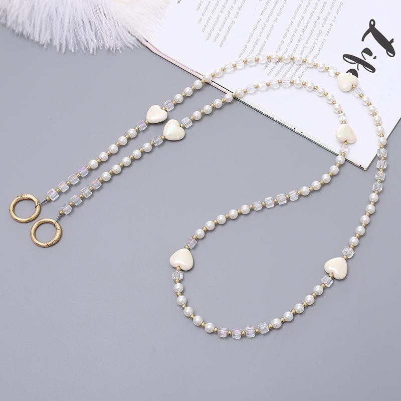 Handmade Pearl Crossbody Phone Case Lanyard with Beaded Charm