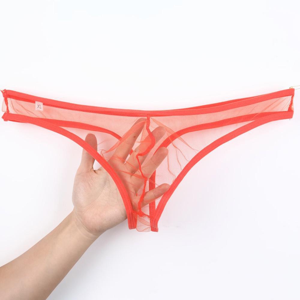 Pánské kalhotky s nízkým pasem Mesh Pouch Průhledná tanga