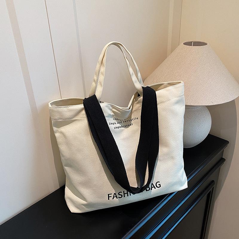 New Canvas Women's Bag Korean Street Trend Handbag Bag with Simple and Versatile Letters and Large Capacity Shoulder Oblique Span Bag