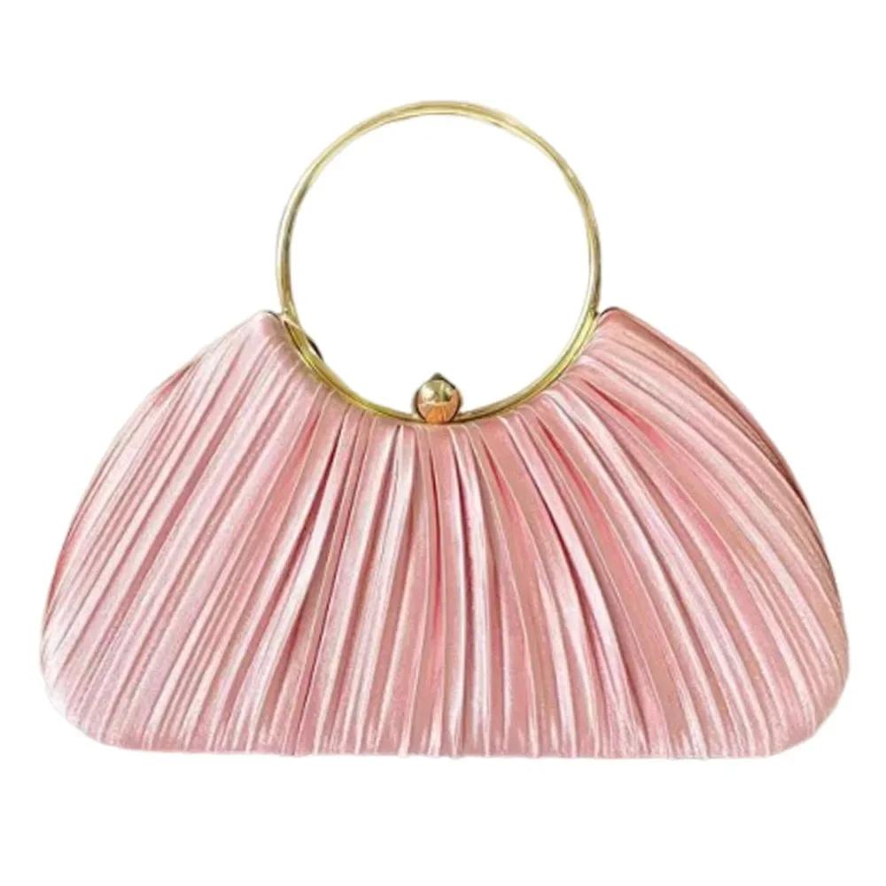 Luxury Multi Color Wrinkled Banquet Bag Handmade Wrinkle Evening Bags Circular Handbag Women Bolsa mujer Sac femme