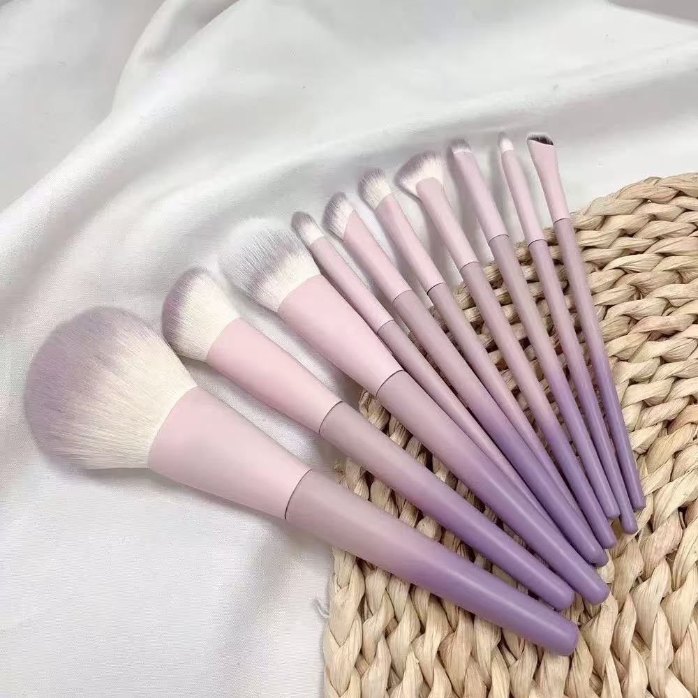 10Pcs Purple Makeup Brush Set, Loose Powder Brush Eyeshadow Brush
