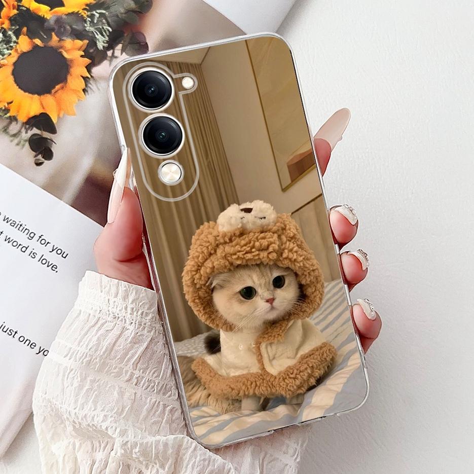 For Vivo Y04 4G Case V2430 Cute Cat White Lion King Painted Cover Soft Slim Phone Case For Vivo Y29s Y 29 s VivoY04 Fundas Coque