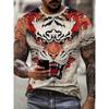 Animal Men's T-shirt 3d Lion Print Men's Tops Casual Short-sleeved Simple T-shirt Summer Round Neck T-shirt Men's Ultra Clothing