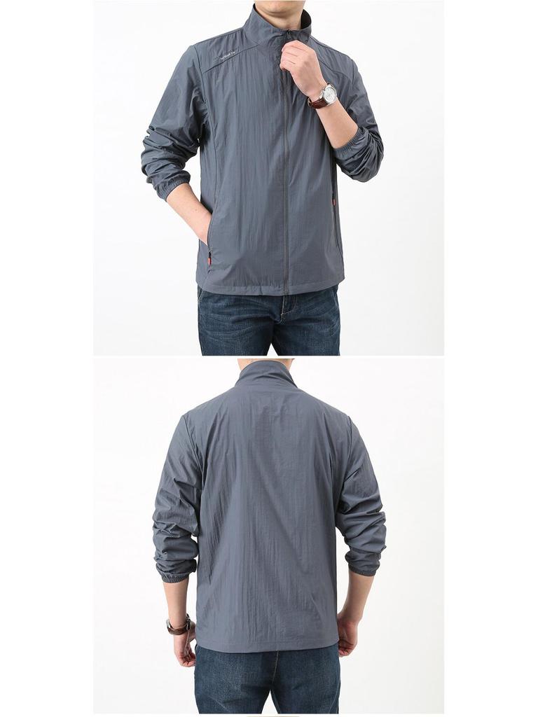 Men's Summer Sun Protection Loose Jacket - Breathable, Quick-Dry, Casual Stand-Up Collar for Outdoor Sports