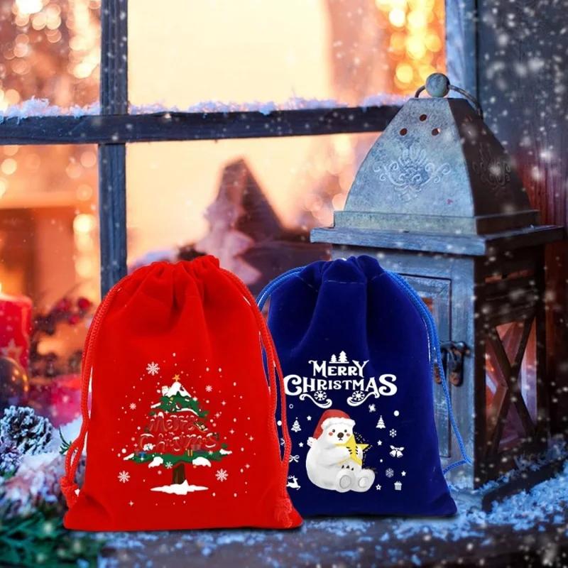 Christmas Drawstring Gift Bags Sugar Cookie Storage Bags Gift Bags for Christmas and New Year Celebrations Christmas Decoration