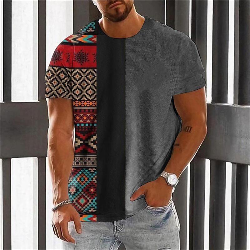 Vintage Ethnic Graphics T-shirts Summer Fashion Short Sleeve O Neck 3D Sun Printed T Shirts Simple Casual Streetwear Loose Tees