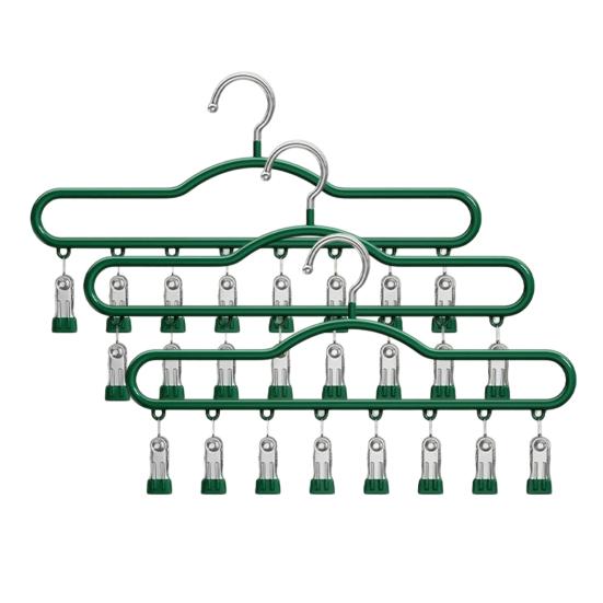 1/2/3Pcs Coat Hanger with 8 Clips Multi-Function Storage Hanger Space-Saving Hanging Wardrobe Organizer Jeans Skirts Scarves Belts Towels Accessories