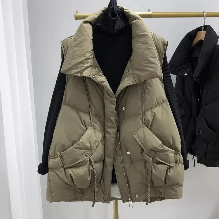 Dunjakke Dame Høst og Vinter Vest Løs High-end Vestjakke i Vestlig Stil