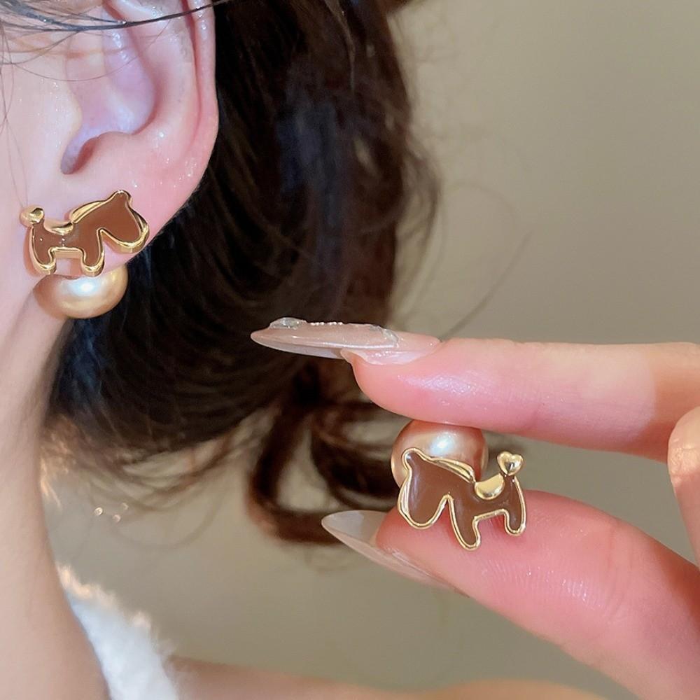 Chinese Style New Year Horse Earrings Fashion Jewelry Horse Mascot Ear Studs  Woman