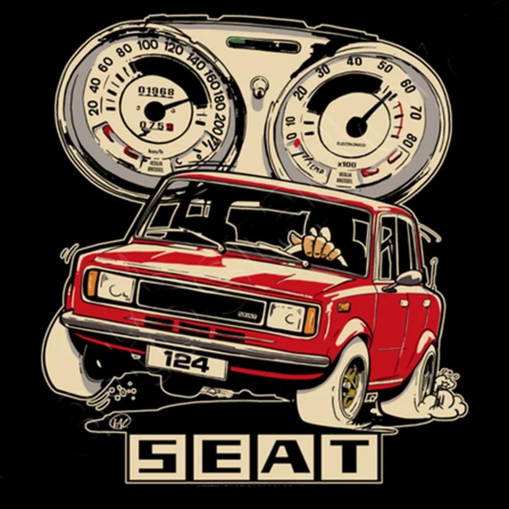 Hot Sale Vintage Classic Spain S E A T 124 Small Family Car T Shirt. New 100% Cotton Short Sleeve O-Neck T-shirt Casual Mens Top