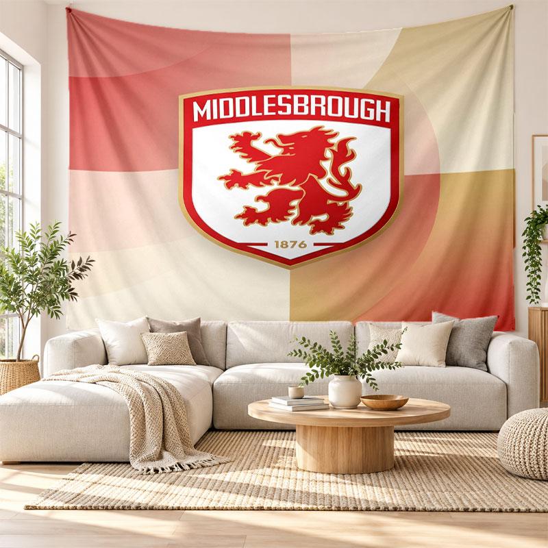 Middlesbrough FC Wandteppich, Weiches Stoff-Wandbehang, Dekorative Kulisse Für Schlafzimmer Heimwandkunst
