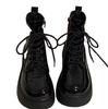 Niche design sense solid color simple small leather shoes 0000 autumn new versatile thick sole heightening lace-up single shoes women