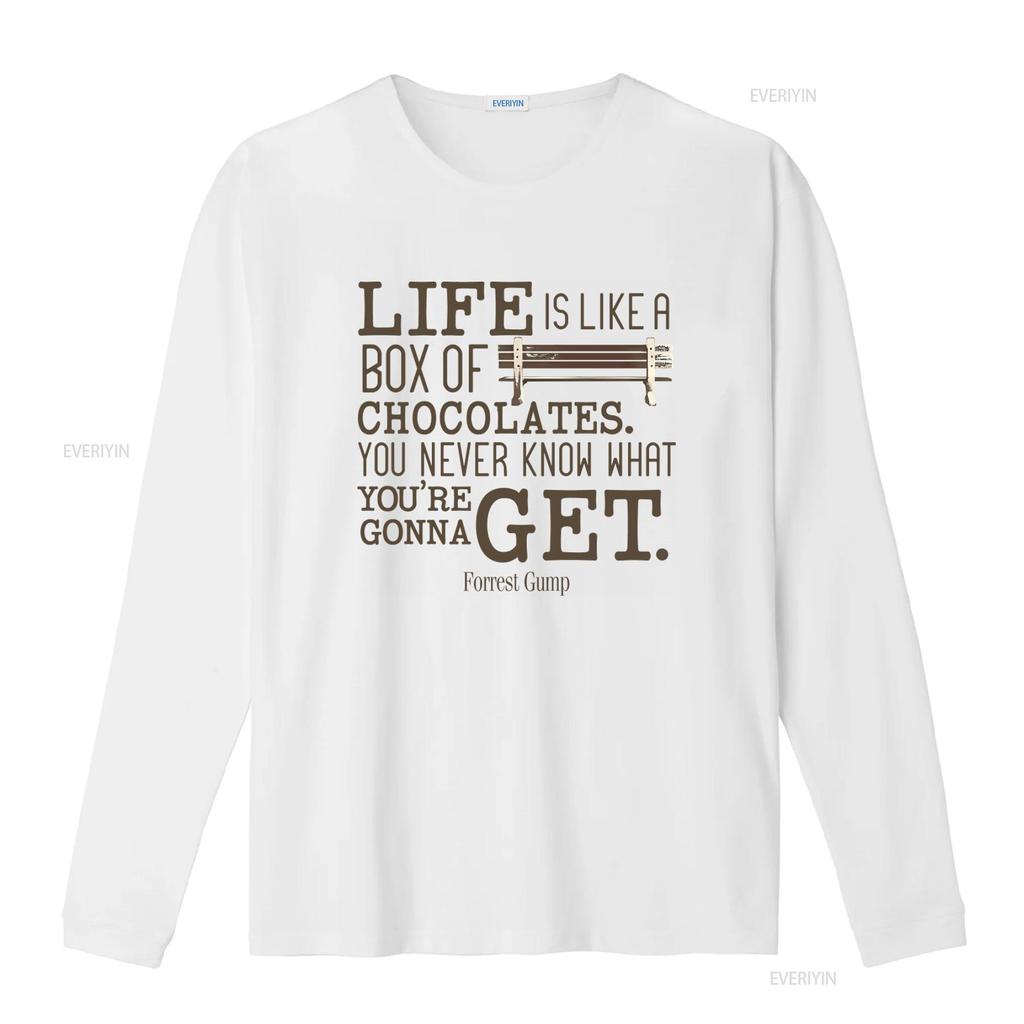 Life Is Like A Box Of Chocolates Forrest Gump Quote T Shirt Unique Design for Movie Fans vintage Washed homme Slightly
