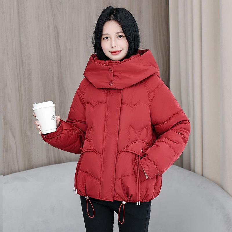 Chaqueta Corta de Algodón con Capucha Estilo Universitario Moda Suelta Gruesa Cálida Chaqueta de Invierno