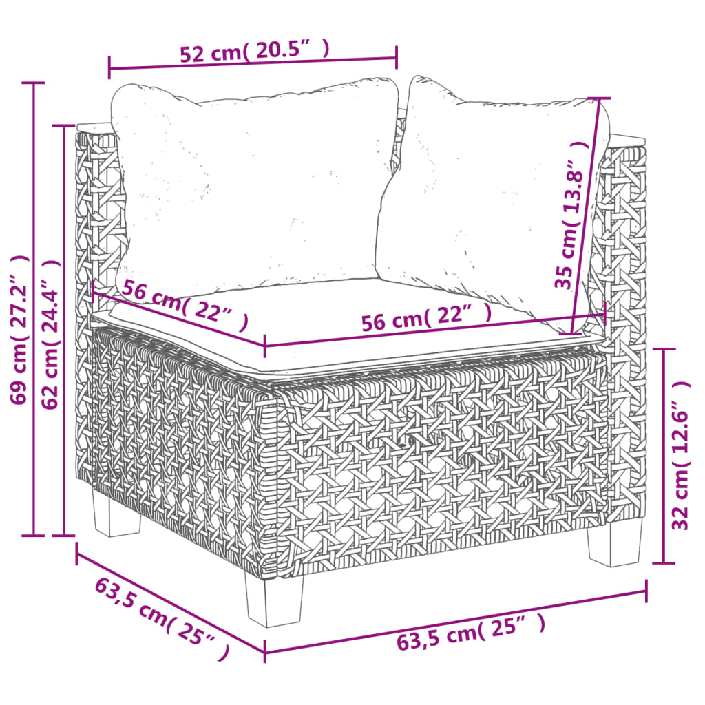 Vidaxl 4-Cz. Garden Lounge Set, Cushions, Grey, Rattan PE