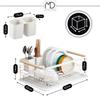 White standing dish drainer for sink, dishes, cutlery, metal