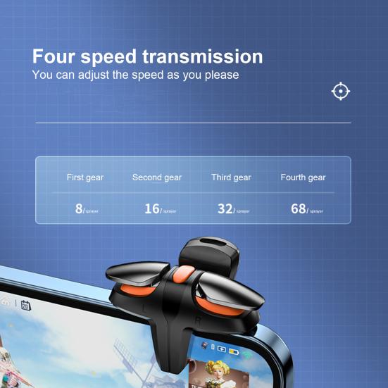 1 Pair Gaming Trigger Mobile Controller Frequency Conversion 4 Adjustable Speeds Four-Finger Linkage Phone Shooter Gamepad