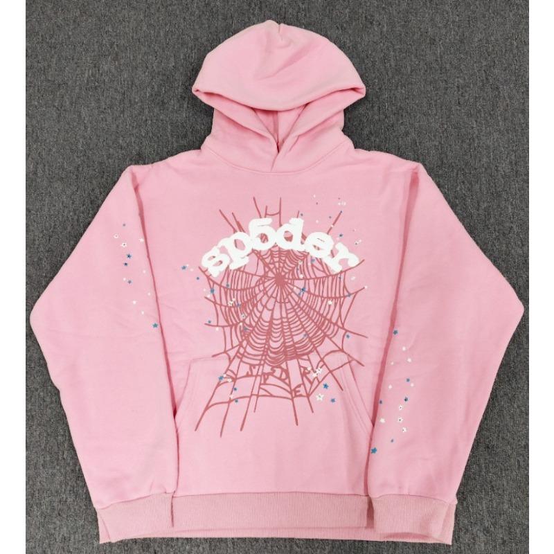 Heavy fleece foam print spider web hoodie sports casual sweater sweatpants set