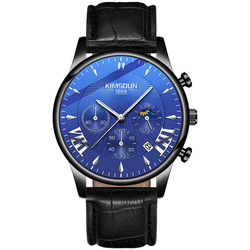 KIMSDun Uhr Herren Top Marke Luxus Uhr Neue Mondphase Stern Herrenuhr Studenten Mode Trend Multifunktion Quarz Form Wasserdicht Herrenuhr