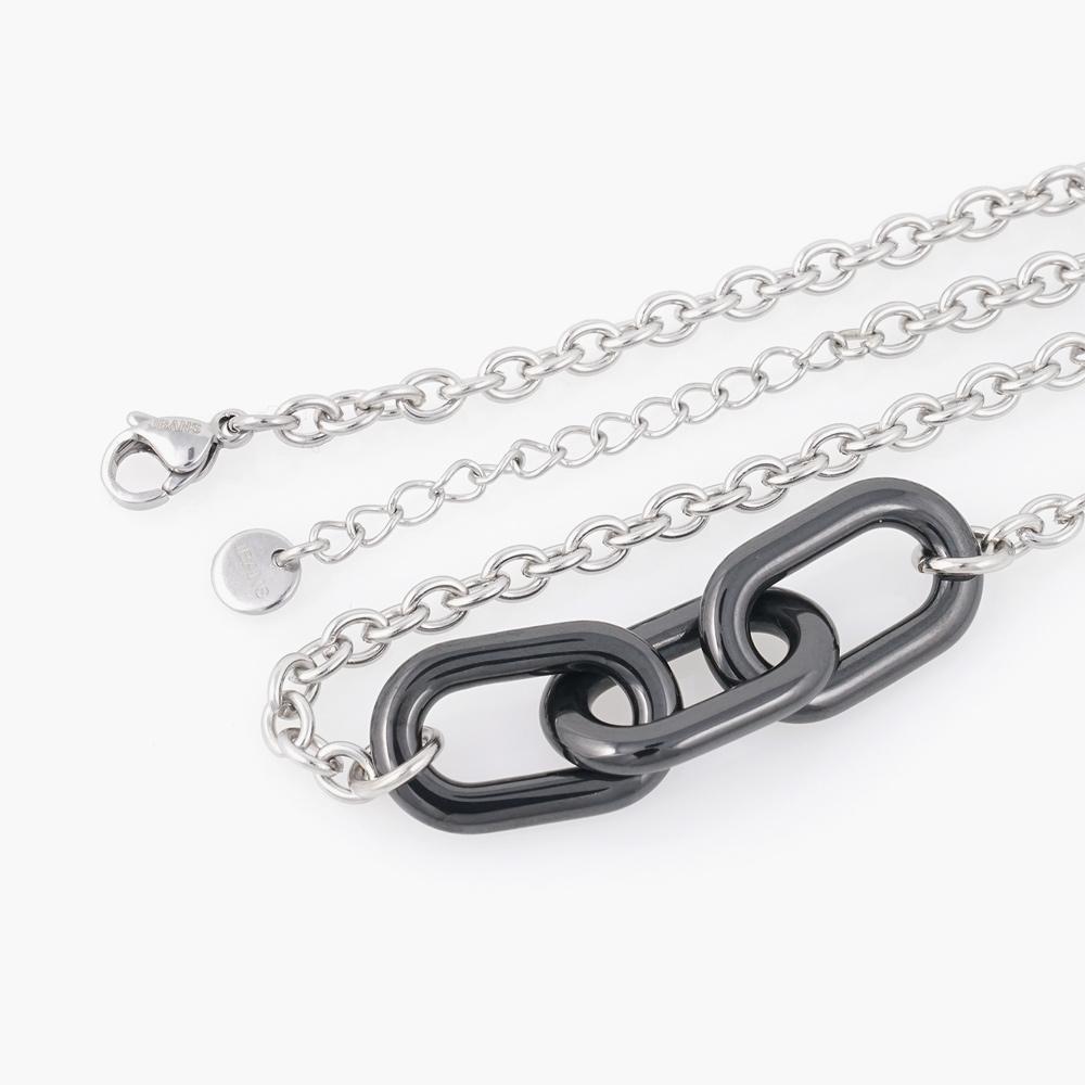 Jbans Classic Black Triple Ring Pendant Surgical Steel Chain Necklace (C2401-An789_Sv)