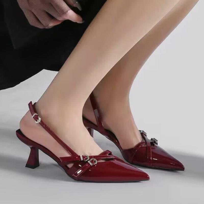 Summer Luxury Buckle Stiletto Sandals for Women Sexy Pointed Toe Low-Top Comfortable Office and Casual Women High Heels