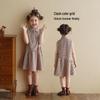 Girl's Summer Linen Plaid Sleeveless Dress