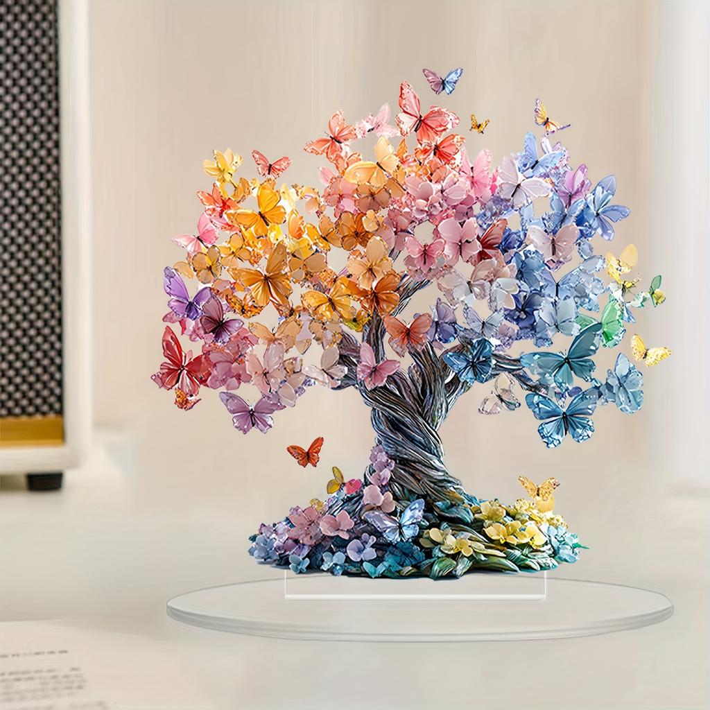 Crystal Butterfly, Lucky Tree, Tree of Life, 2D, Acrylic, Desktop Decoration, Festival Gift Giving, Home Decor