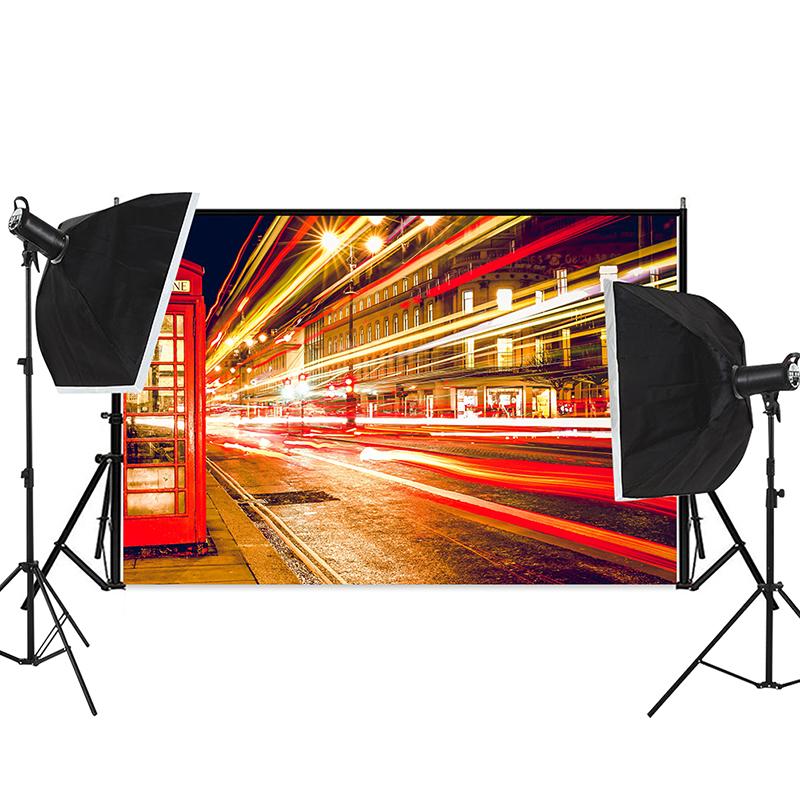 City Street Night Backdrop for Photo Studio Urban View Photography Background Retro Architecture Video Stream Poster