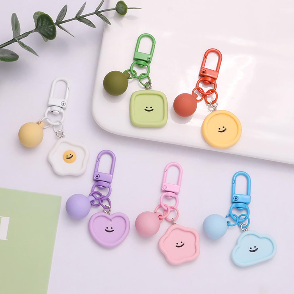 Porte-clés en résine avec joli visage souriant, pendentif en forme de cœur, de fleur, de nuage, de sac, accessoires de bricolage, couleur bonbon, décoration, bijoux