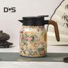 Tetera vintage con aislamiento floral de 1000 ml, mini cafetera, termo para oficina, infusor incorporado, jarra para bebidas, jarra térmica para café