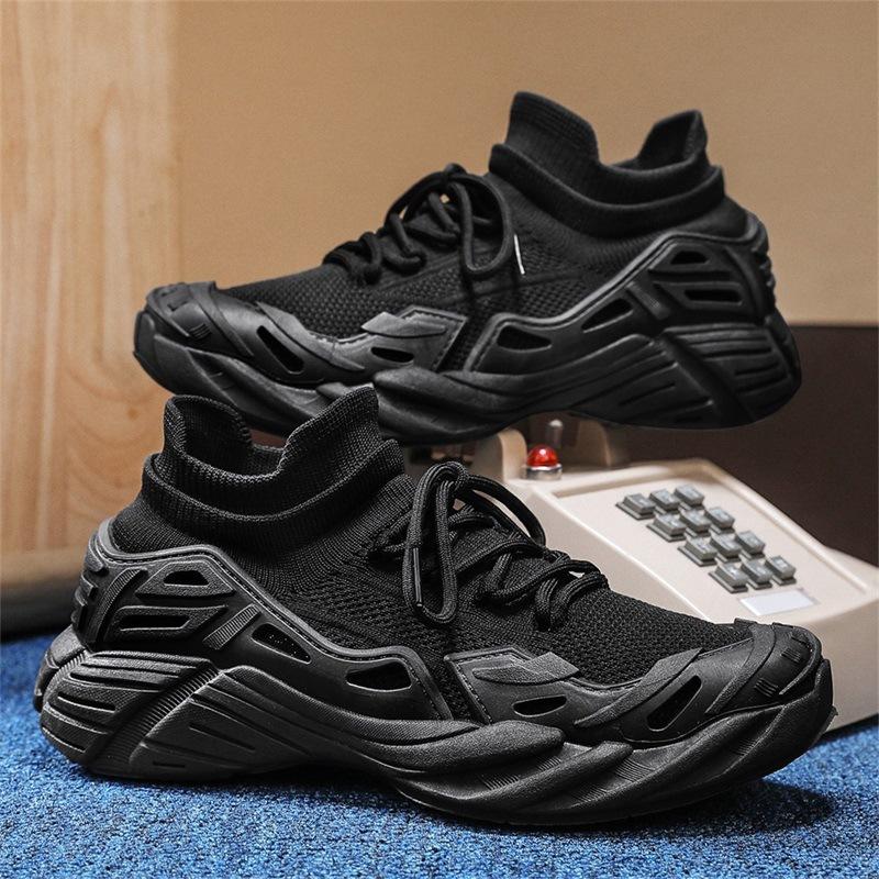 Herrenschuhe Sommer Casual Fly-Woven Schuhe Herren Mesh Sports Trendy Schuhe Student Jugend Höhe-erhöhende Socken Schuhe Herren
