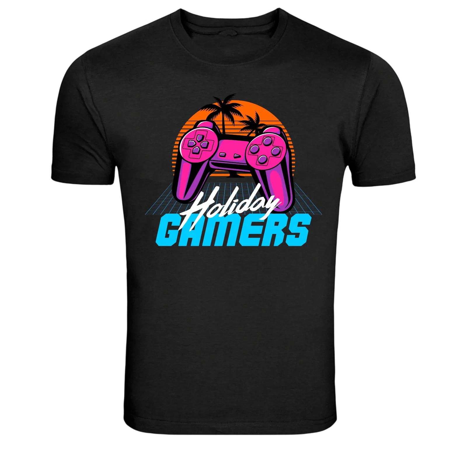 Holiday Gamers Retro Sunset Controller Vacation Gaming T-Shirt XXXXL