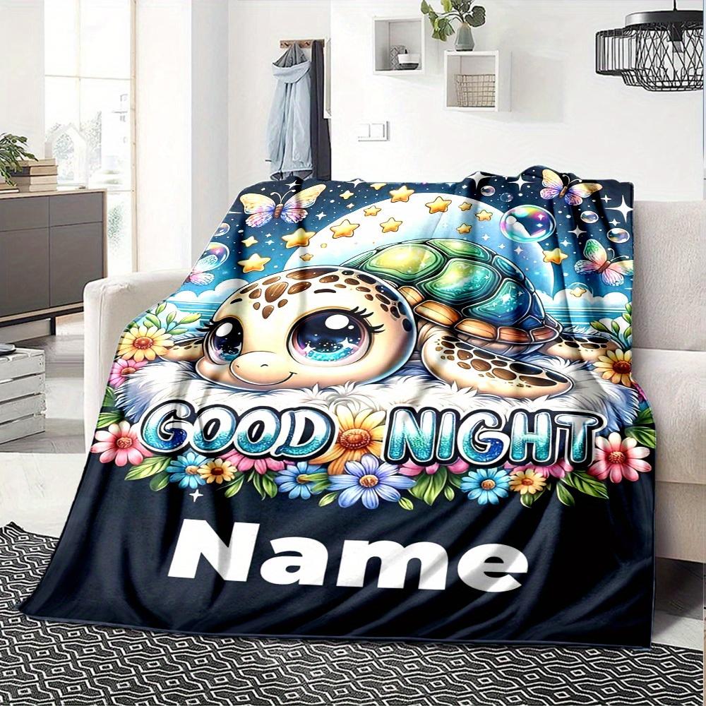 Good Night Sea Turtle Home Customization Blanket Comfortable Soft Lightweight Multiseasonal Use For Picnics Sofas Offices Beds Living Rooms Perfect