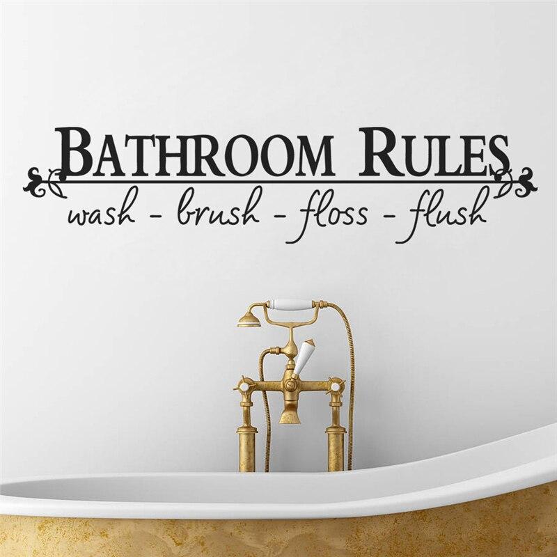 Bathroom Rules Door Sign Vinyl Quotes Lettering Words Wall Stickers Bathroom Toilet Washroom Decoration Home Decor Decal Art