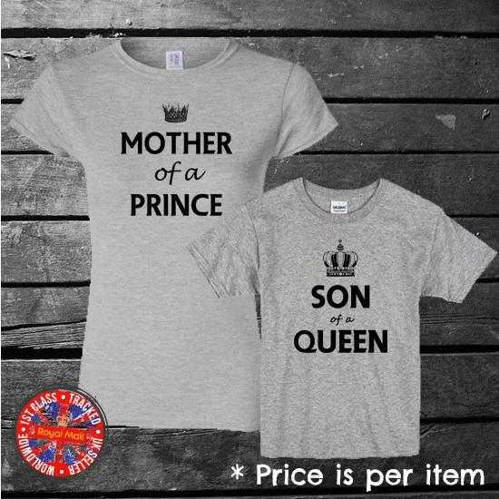 Mother & Son Queen Prince Matching T-shirt Gift Family Kids Set Mum, Day XL