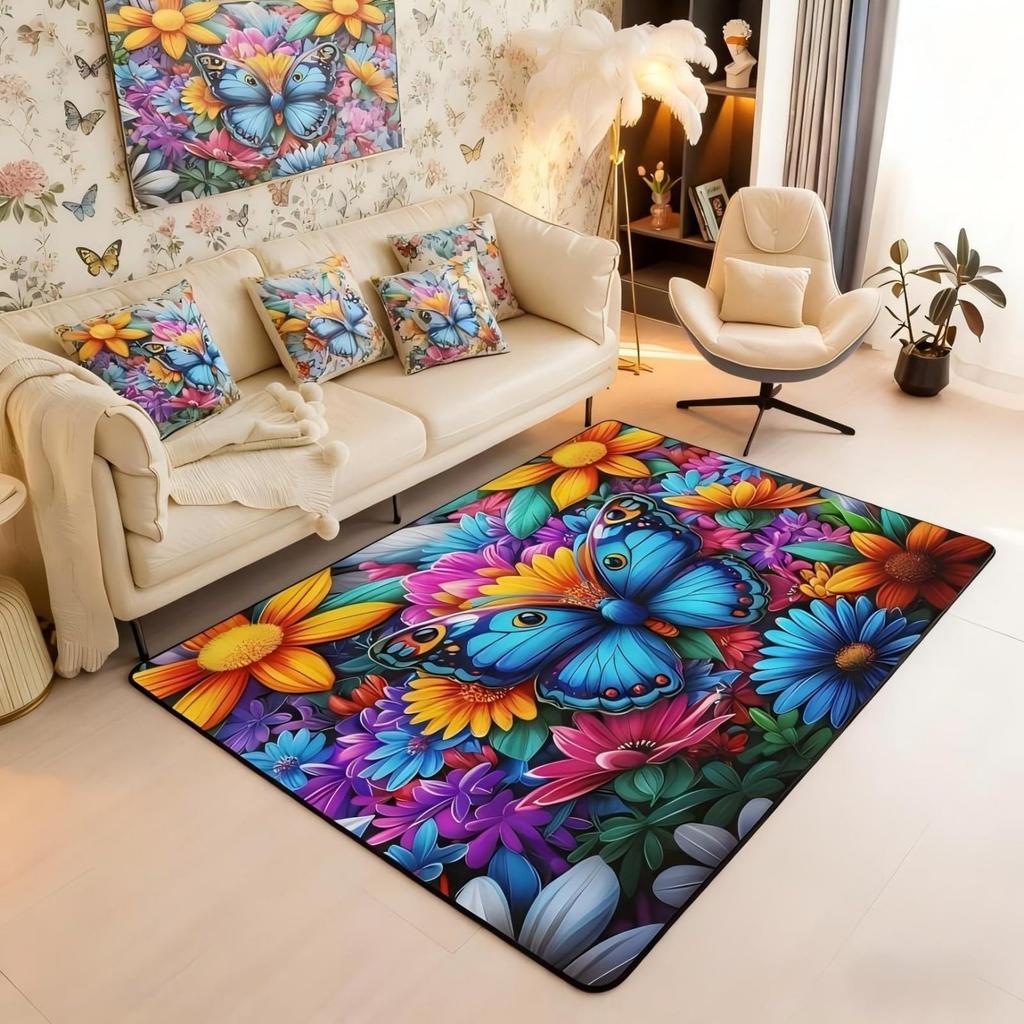 Antique Ornate Themed Rug, Red & Beige Floral Medallion Non-Slip Floor Mat for Bedroom Living Room Farmhouse Decor Carpet
